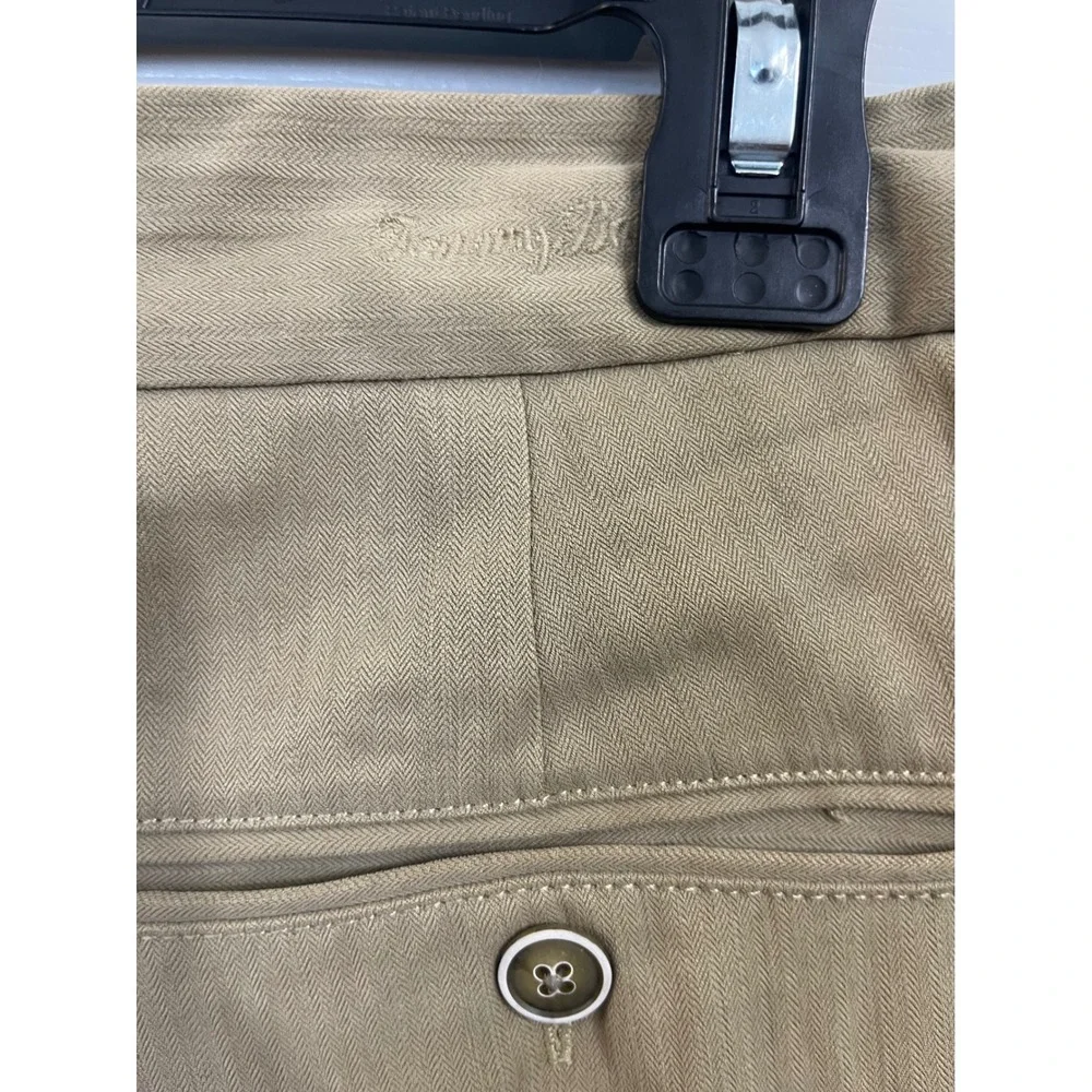 Tommy Bahama Mens 38x30 Silk Bamboo Herringbone Pleated Trousers Khaki Tan Pants
